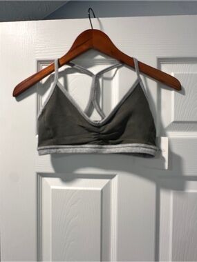 Beyond Yoga Olive Green & Heather Gray Strappy Sports Bralette